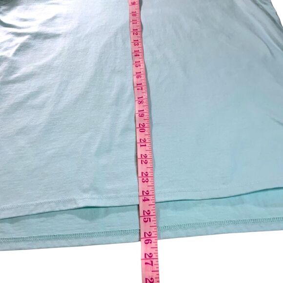 LANDS’ END Turquoise Split Vee Neck Tee 100% Cotton MADE IN PERU Sz M - Picture 6 of 9